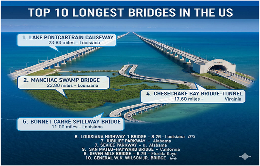 Top 10 Longest Bridges in the US: Facts, Lengths & Locations